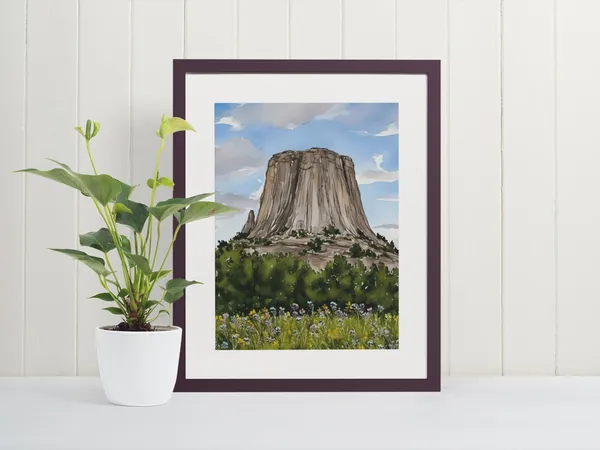 Devils Tower National Monument Watercolor Art Print