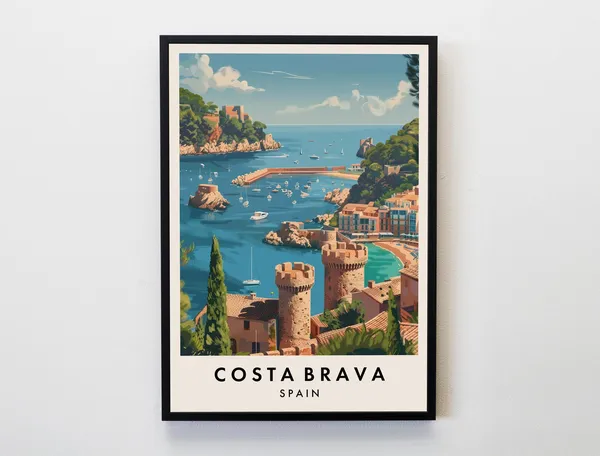 Costa Brava Travel Poster, Spain Vacation Art Print