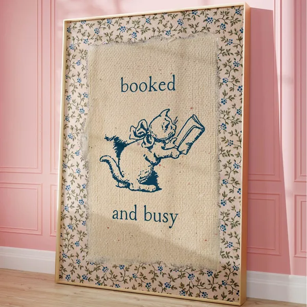 Vintage Book Art Cute Reading Poster Print