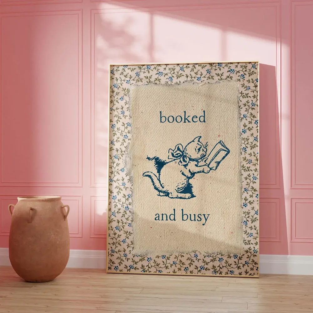 Vintage Book Art Cute Reading Poster Print - Image 4