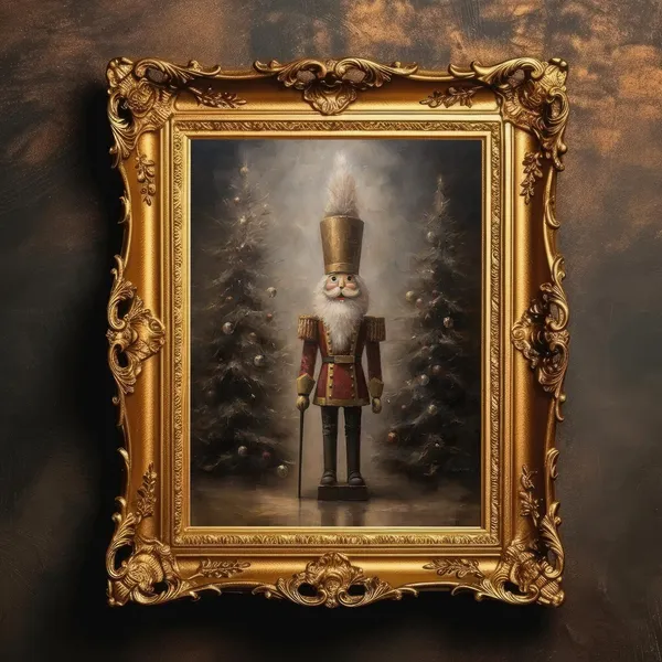 Nutcracker Christmas Print, Vintage Winter Decor