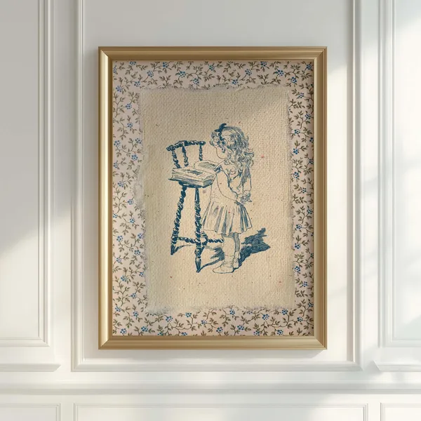 Vintage Book Art - Reading Print