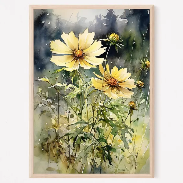 Coreopsis Flower Watercolor Botanical Art Print