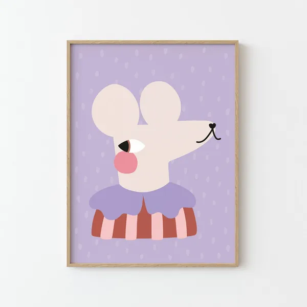 Mouse Illustration Poster for Kids Nursery Decor