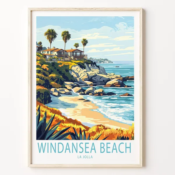 Windansea Beach Travel Poster, La Jolla Print