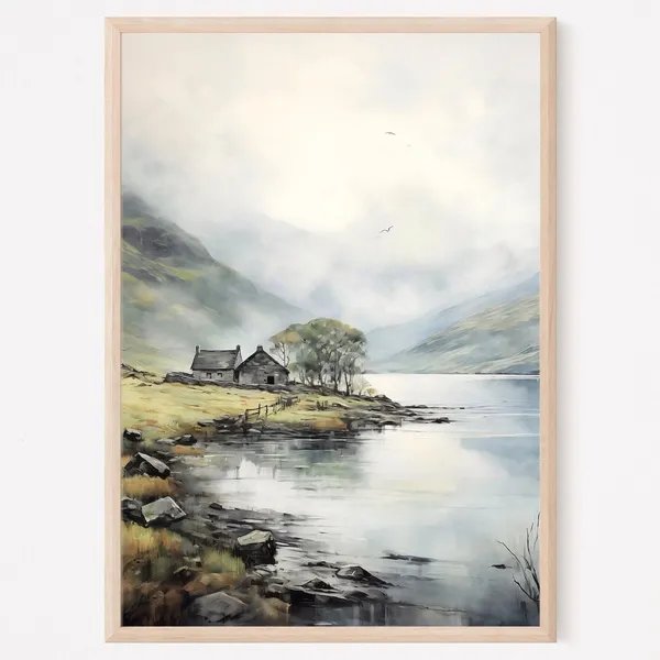 Ireland Landscape Print, Irish Cottage Art Print