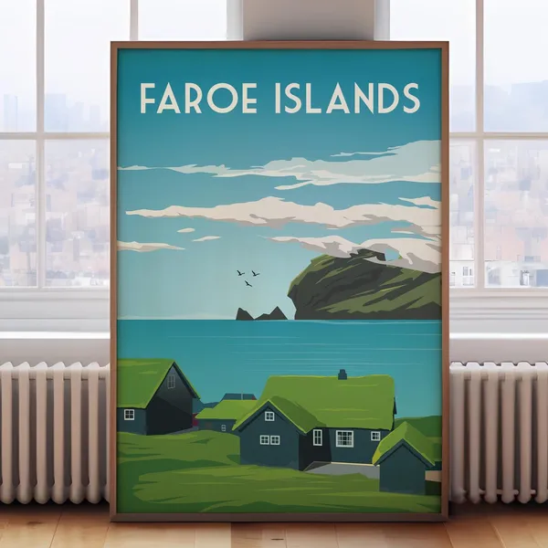 Faroe Islands Travel Poster, Nordic Place Print