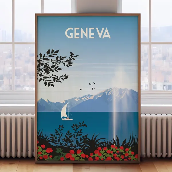 Geneva Travel Poster, Switzerland Travel Print