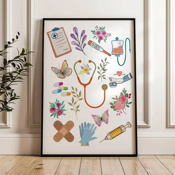 Healthcare Illustration Nurse Art Print, Clinic Decor