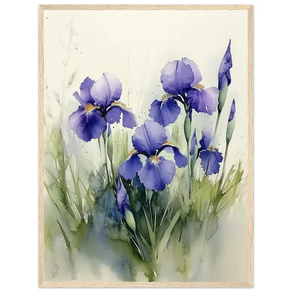 Purple Irises Watercolor Botanical Art Print