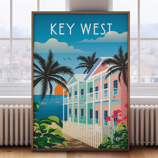 Key West Retro Travel Poster, Florida Wall Art