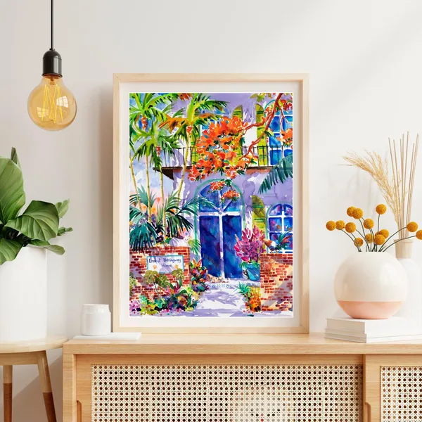 Hemingway House Cat Watercolor Art Print, Key West
