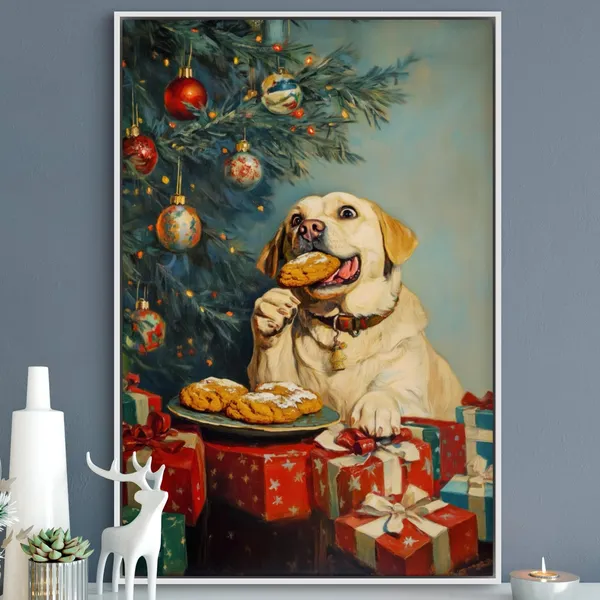 Labrador Christmas Joy, Festive Holiday Dog Art Print