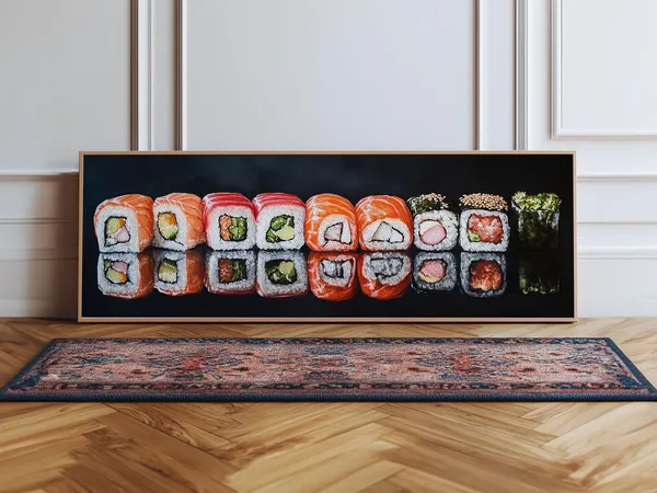Sushi and Tuna Roll Modern Art Poster for Kitchen