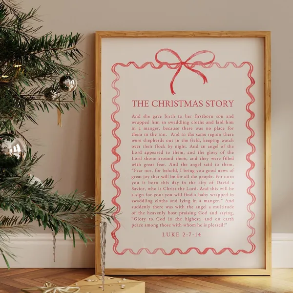 Jesus's Birth Story Christmas Poster, Modern Nativity