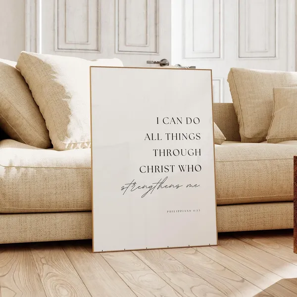 Philippians 4:13 Scripture Art, Bible Verse Print