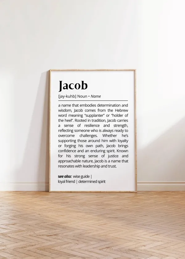 Jacob Name Definition Typography Art Print