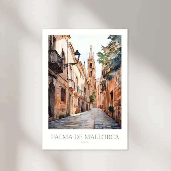 Palma De Mallorca Spain Watercolor Travel Poster