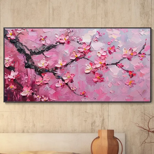 Cherry Blossom Landscape Oil Painting Art Print