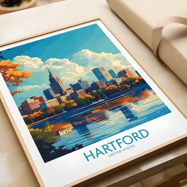Hartford Poster, Connecticut Wall Art Print