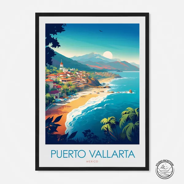 Puerto Vallarta Mexico Travel Poster, Art Print
