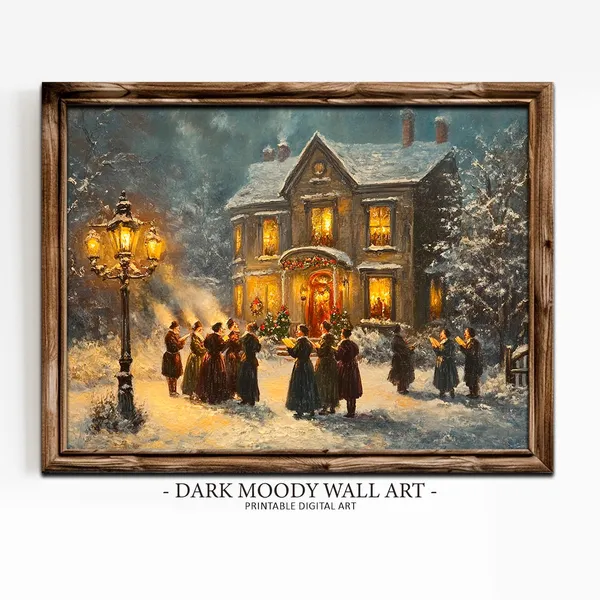 Christmas Carolers Victorian Winter Holiday Wall Art