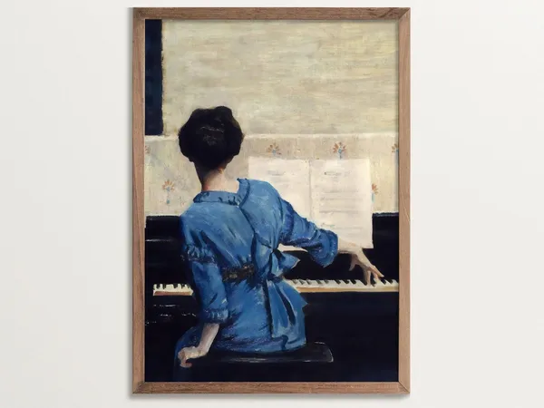 Antique Portrait Print, Victorian Piano Art Print