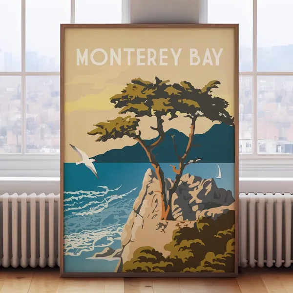 Monterey Bay Travel Poster, California Art Print