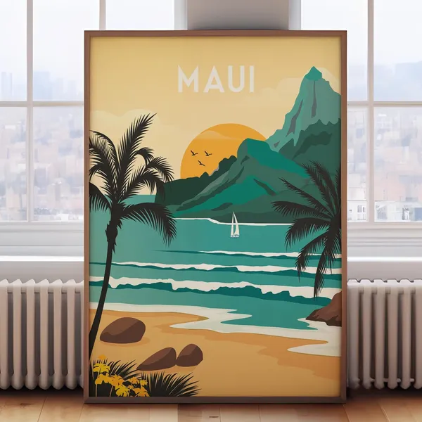 Maui Travel Poster, Hawaii Travel Art Print