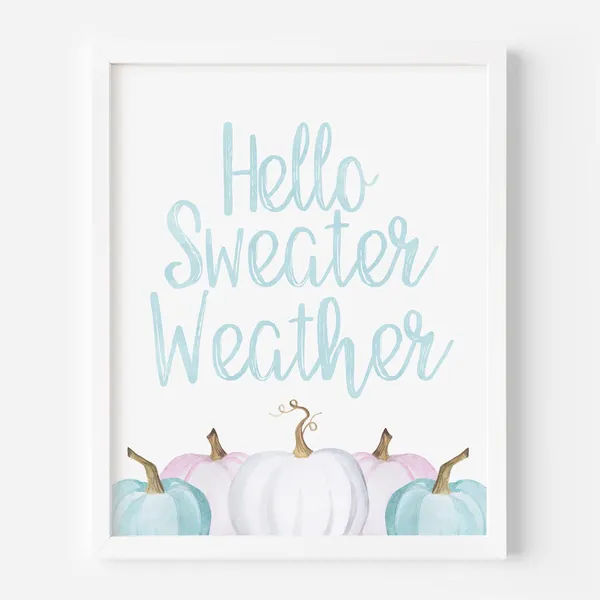 Hello Sweater Weather Pastel Pumpkins Art Print