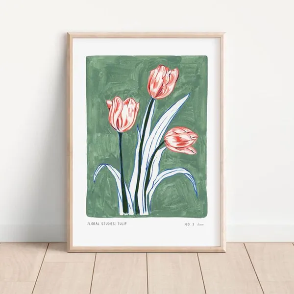 Tulip Floral Studies Art Print, Cottagecore Decor