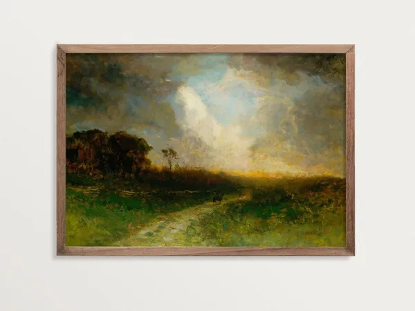 Vintage Country Farmhouse Landscape Art Print