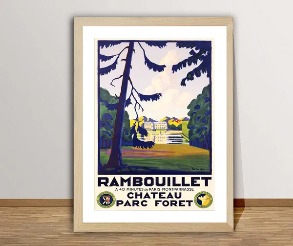 Rambouillet Chateau Parc Foret France Vintage Travel Poster