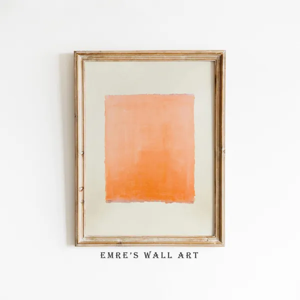 Orange Textural Painting Print, Vintage Abstract Artwork