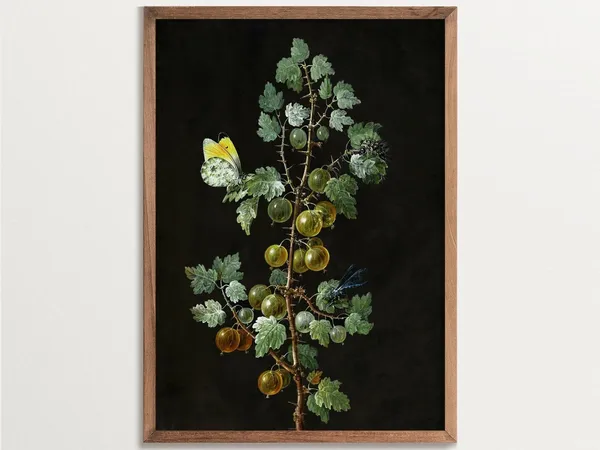 Dark Botanical Still Life Painting, Dark Academia Decor
