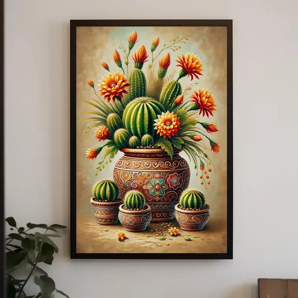 Mexican Cactus Botanical Desert Landscape Art Print