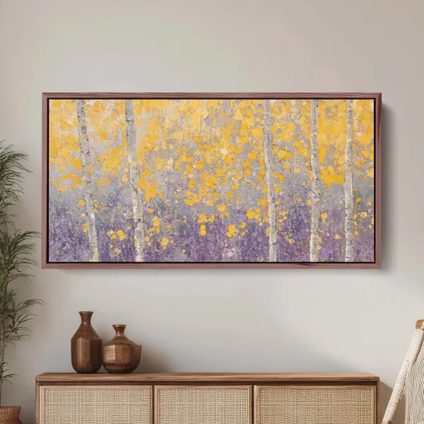 Impressionist Fall Aspen Trees, Abstract Art Print