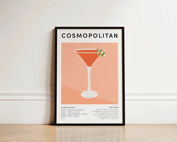 Cosmopolitan Cocktail Poster, Kitchen Wall Art