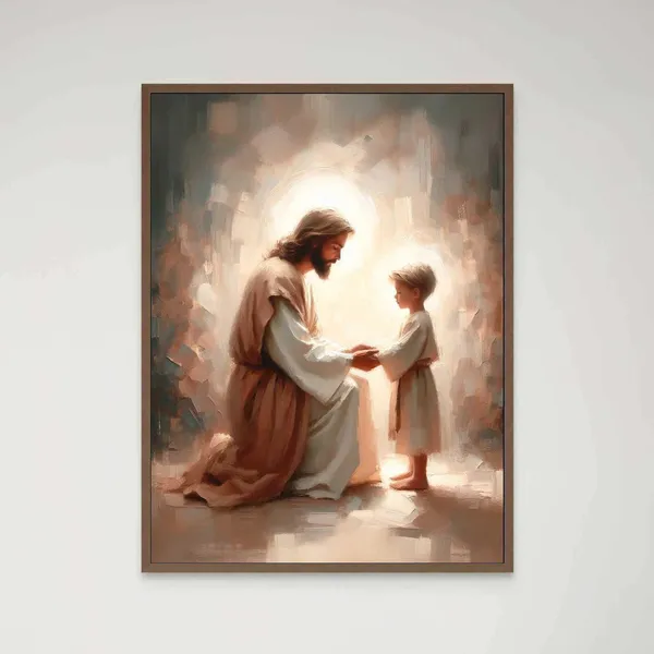 Trust Your Savior Jesus And Boy Art Print