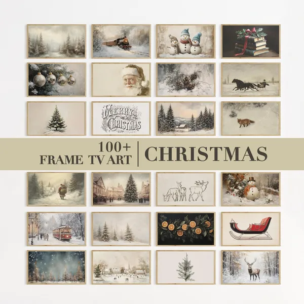 Christmas Frame TV Art Bundle, Winter Holiday Decor