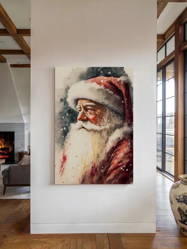 Watercolor Santa Claus Vintage Christmas Art Print