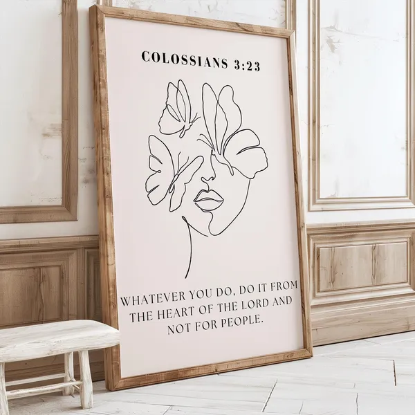 Colossians 3:23 Bible Verse Minimalist Art Print