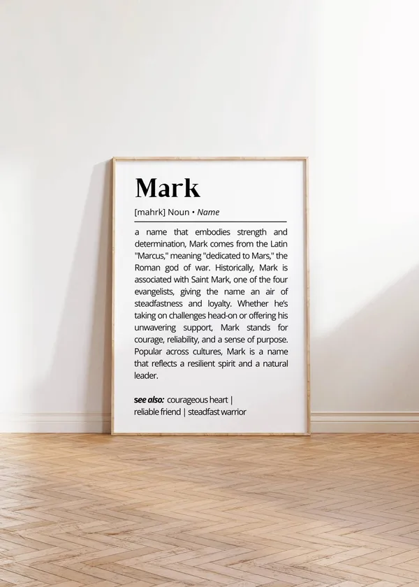 Mark Name Definition Personalized Typography Art Print