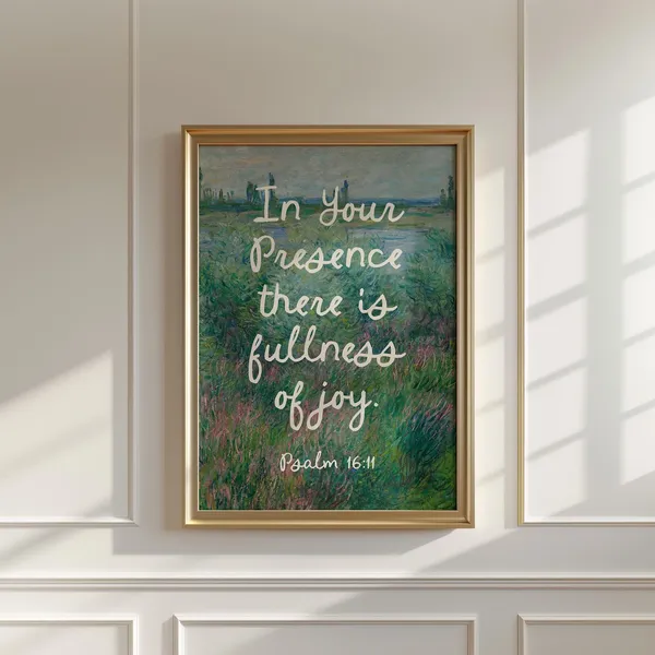 Psalm 16 Scripture Poster, Christian Landscape Art