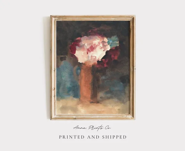 Vintage Abstract Roses Watercolor Flower Art Print