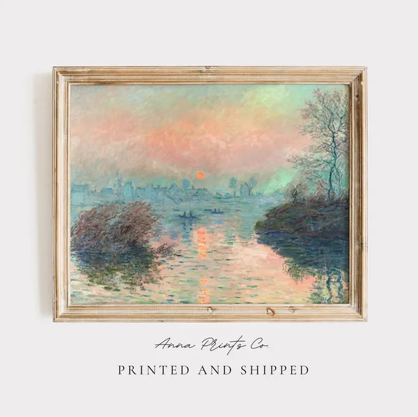 Claude Monet Sunset River Landscape Art Print