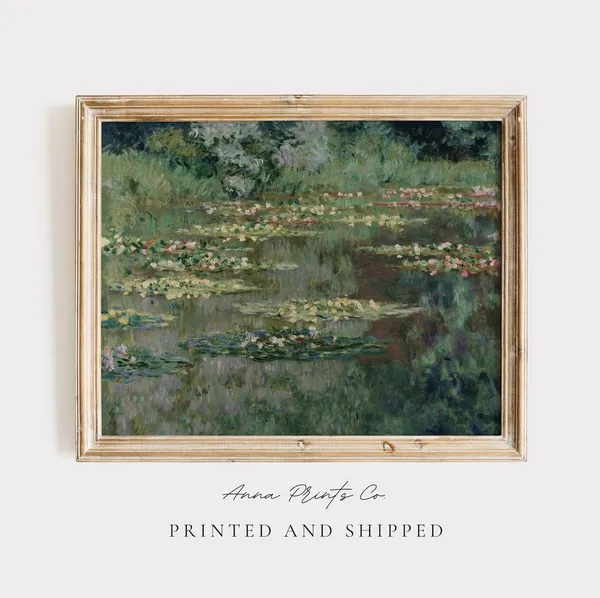 Claude Monet Waterlilies Pond Art Print, Impressionist