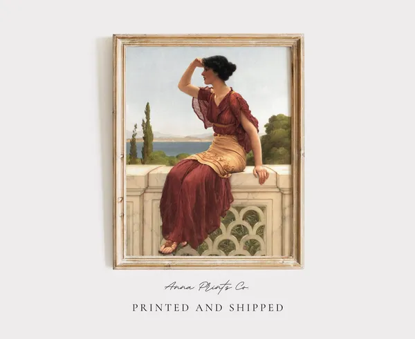Ancient Woman in a Red Dress, Neoclassical Art Print