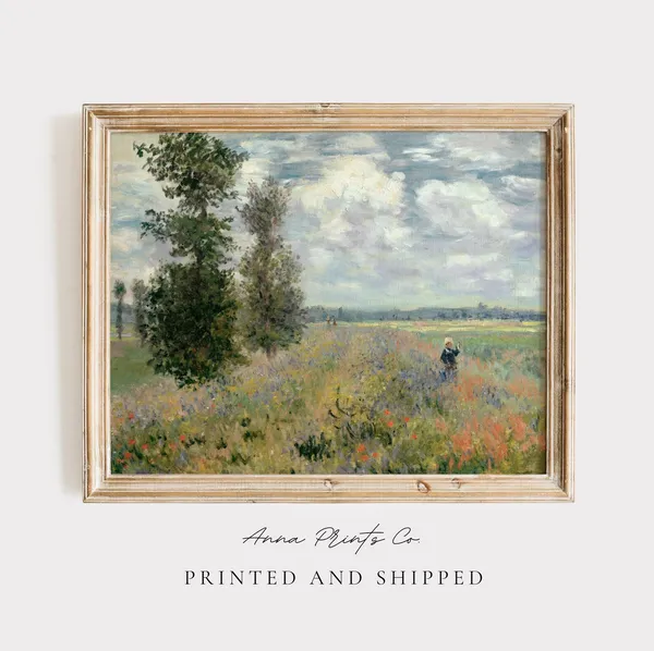 Claude Monet's Poppy Field Near Argenteuil Art Print