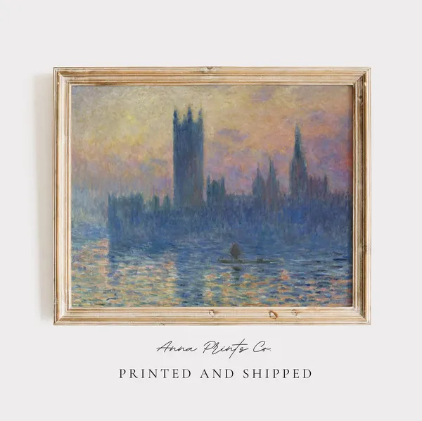 Claude Monet Houses of Parliament, Vintage Art Print